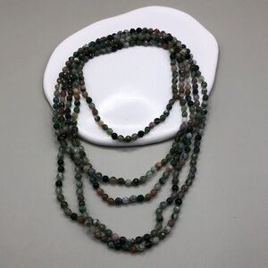 Extra long flapper single strand natural delicate agate stone necklace boho